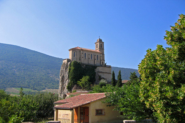 The Drome region in France - church on mountain